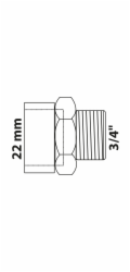 Kirchhoff přechodová nipl 22 mm x 26,4 mm (vnější závit 3/4") 1 prázdná objímka