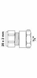 Kirchhoff přechodový kus 20 mm x 24,2 mm (3/4" vnitřní závit) s kompresním fitinkem pro MSVR blank