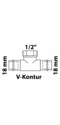 Kirchhoff RG T-kus 2 hlavice prázdné 18 mm x 18,7 mm (1/2" vnitřní závit) x 18 mm