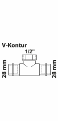 Kirchhoff RG T-kus 2 hlavice prázdné 28 mm x 18,7 mm (1/2" vnitřní závit) x 28 mm