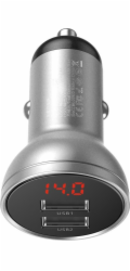 Baseus CCBX-0S Digital Display nabíječka do auta 2xUSB 24W stříbrná