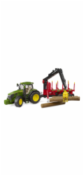 Bruder 3154 traktor John Deere 7R 350 se zadním přívěsem a 4 kládami