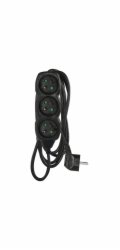 Prodlužovací kabel 3 m / 3 zásuvky / černý / PVC / 1,5 mm2