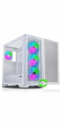 Evolveo Ptero Q2W+ PTEROQ2W+ EVOLVEO Ptero Q2W+, 2x čelní panel - sklo /mřížka, case ATX, bílá, 4x ARGB Ventilátor