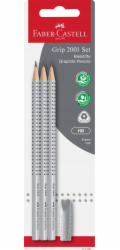 Faber-Castell FABER-CASTELL Bleistift Grip 2001 HB 3x + Radierer BK