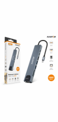 Aligator Dokovací stanice USB-C / Hub 8v1 (USB-C / 2xUSB / SD / MicroSD/ HDTV / RJ45)