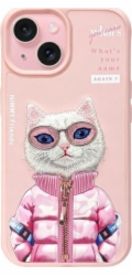 Sourcing Pouzdro Nimmy pro iPhone 15 6.1 růžové Cool&Cute 2.0 s kočkou