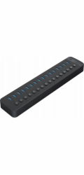 16portový HUB s přepínačem USB-A 3.0 - černý