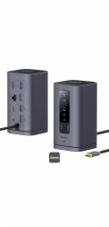 Dokovací stanice 10v1 Baseus Spacemate 100W 2xUSB-C, 4xUSB, 2xHDMI, 1xRJ45, 3,5mm jack šedá