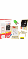 LeanToys Dřevěná magnetická tabule 2v1 s křídou + počítadlo, násobilka abecedy