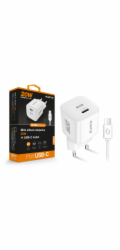 Chytrá síťová mini nabíječka ALIGATOR Power Delivery 20W, USB-C/USB-C kabel, bílá