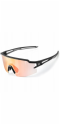 RockBros Cyklistické brýle s fotochromatickou UV ochranou a korekční vložkou, oranžové čočky - černé