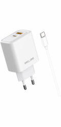 Beline Nabíječka 45W GaN USB-A/USB-C do zásuvky + kabel USB-C/USB-C BLN2CW45C bílá