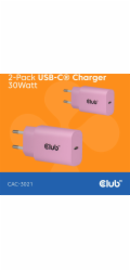 Club 3D Club3D Lifestyle Ladegerät USB-C 30Watt, 2Stk růžový maloobchod