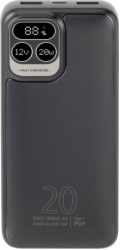RivaCase POWERBANK 20 000 MAH USB-C 20W LCD, 1X IN/OUT USB-C PD 20W, 2X USB-A QC 3.0 18W, ČERNÁ