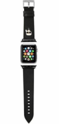 Karl Lagerfeld Řemínek Karl Lagerfeld KLAWMOKHK Apple Watch 38/40/41mm černý/černý řemínek Saffiano Karl Heads