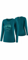 Brubeck LS1415W Dámské tričko s dlouhým rukávem OUTDOOR WOOL PRO zelené XL - MOUNTAINS 13