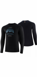 Brubeck LS1414M Pánské tričko s dlouhým rukávem OUTDOOR WOOL PRO černé M - MOUNTAINS 14