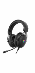 HP DHE-8005N, sluchátka s mikrofonem, drátová, černá, 2.0, podsvícená, 3,5mm jack + USB