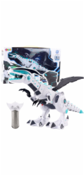 LeanToys Dálkově ovládaný RC robot s dinosaurem, světla, zvuky, bílá