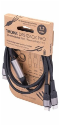 Troika Nabíjecí kabel USB Trident Pro, 1,2 m, 3 v 1, černý