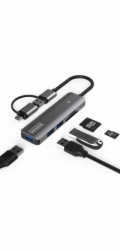 Zenwire USB HUB USB-C 7v1 3x USB 3.0 SD/TF čtečka karet COMBO Zenwire