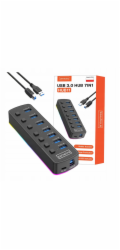 Zenwire HUB 7x USB 3.0 Aktivní 7v1 portový rozbočovač USB-C rozbočovač RGB LED 5GB