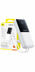 Baseus Powerbank Lipow 20000mAh 22,5W se dvěma vestavěnými kabely s přídavným jednoduchým kabelem USB-A - USB-C 3A 20cm bílá