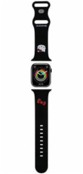 Sourcing Řemínek Hello Kitty HKAWLSCHBLK pro Apple Watch 42/44/45/49mm černý/černý silikonový řemínek s hlavou koťátka