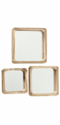 Vilde Dřevěná nástěnná zrcadla, čtvercová MAMBO, 3 kusy