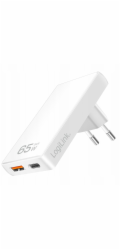 LogiLink Síťový adaptér USB nabíječka Logilink 1x USB-A, 1x USB-C, 65W bílý