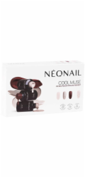 NeoNail _SET hybridní lak Cool Muse Cranberry Charm 3ml + hybridní lak Muted Taupe 3ml + hybridní lak Days Without Pressure 3ml + metalické stříbrné samolepky na nehty 1ks