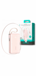 Joyroom Powerbanka JR-PR2L 10000mAh 35W s vestavěným zatahovacím kabelem USB-C a šňůrkou na kabel USB-C - růžová