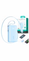 Joyroom Powerbanka JR-PR2L 10000mAh 35W s vestavěným zatahovacím kabelem USB-C a kabelem Lightning Lanyard - modrá