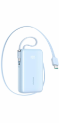Joyroom Powerbanka JR-PR2L 10000mAh 35W s vestavěným zatahovacím kabelem USB-C a kabelem USB-C s poutkem - modrá