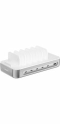 4smarts Nabíjecí stanice Team 100W 5xUSB-C se sadou 6 kabelů, stříbrná