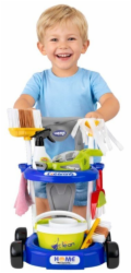 LeanToys Dětská úklidová sada s interaktivním vozíkem a příslušenstvím k vysavačům 20 ks