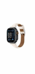 Amazingthing Kožený řemínek Class Band pro Apple Watch 45/46/49 mm - světle béžový
