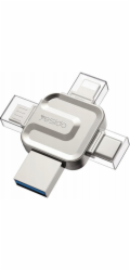 NoName Yesido Flash Disk FL15 4v1 OTG adaptér USB 3.0, 128GB, STŘÍBRNÁ / STŘÍBRNÁ
