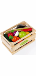 Janod Dřevěná bedna se zeleninou a ovocem na krájení a příslušenstvím 23 kusů 3+ Janod