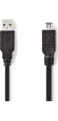Nedis USB-A - miniUSB 2 m černý kabel (CCGP60200BK20)
