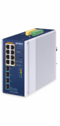 Planet IGS-4215-8UP4X průmyslový L2 switch, 8x1Gb, 4x10Gb SFP+,8x PoE 802.3bt 240W, -40~75°C, dual 48-54VDC,IP30,fanless