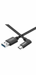 AVACOM datový a nabíjecí kabel USB - USB Type-C, 100cm, konektor v úhlu 90°, černý