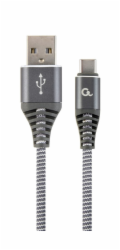 GEMBIRD Kabel USB 2.0 AM na Type-C kabel (AM/CM), 2m, opletený, šedo-bílý, blister, PREMIUM QUALITY