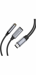 Tech-Protect USB ULTRABOOST KABEL ADAPTÉR TYPE-C NA MINI JACK 3,5MM A TYPE-C, ČERNÁ