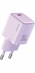 Usams Nabíječka USAMS Síťová nabíječka 1xUSB-C PD30W 3A (pouze hlavice) PD3.0 Rychlé nabíjení fialová/fialová řada X-ron CC186TC03 (US-CC186)