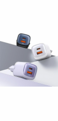 Usams Nabíječka USAMS CC254 30W GaN USB-C/USB-A rychlé nabíjení HC řada fialová CC254TC03