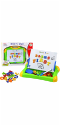 LeanToys Magnetická vzdělávací tabule s písmeny, čísly a fixem, houbičkou
