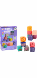 LeanToys Měkké vzdělávací bloky Zvířata Čísla Písmena Barevné 12 ks