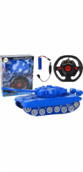 LeanToys Dálkově ovládaný R/C tank, světla, zvuk modře 1:18 27MHz